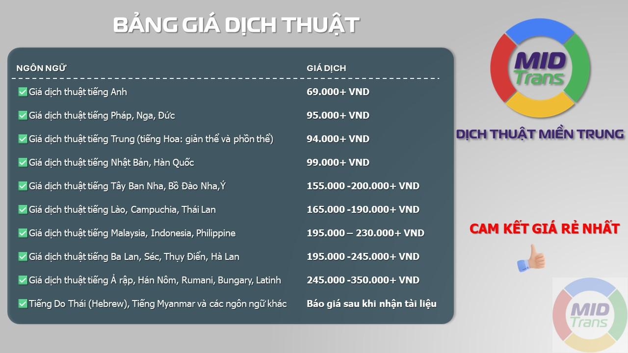 Bảng báo giá dịch thuật tài liệu chuyên ngành Du lịch - Lưu trú tại Quảng Bình
