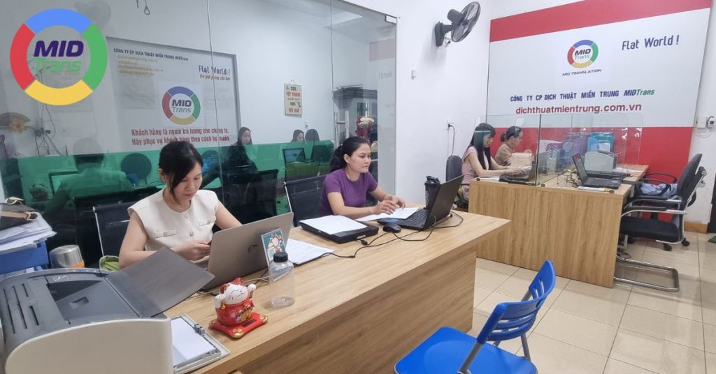Văn phòng làm việc chuyên nghiệp của Dịch thuật Miền Trung.