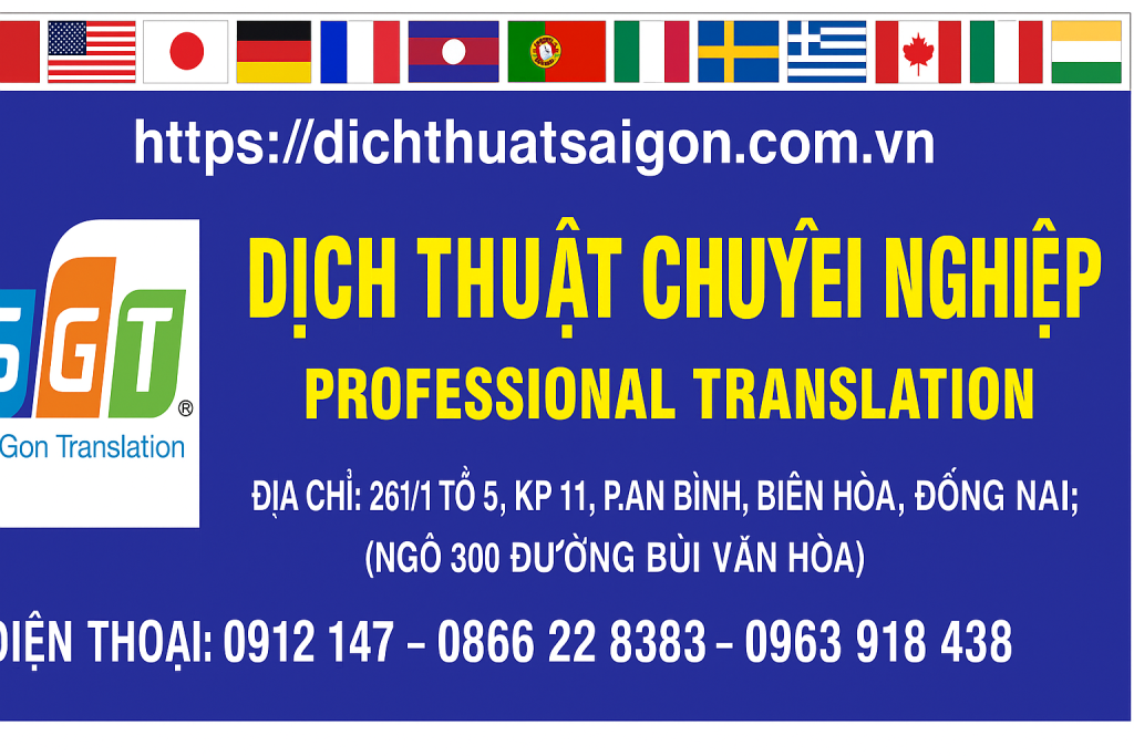 Địa chỉ dịch tiếng anh tại Đồng Nai - Công ty dịch thuật Sài Gòn