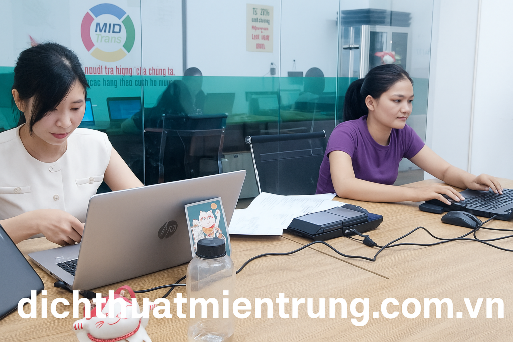 Văn phòng làm việc chuyên nghiệp của Dịch thuật Miền Trung.
